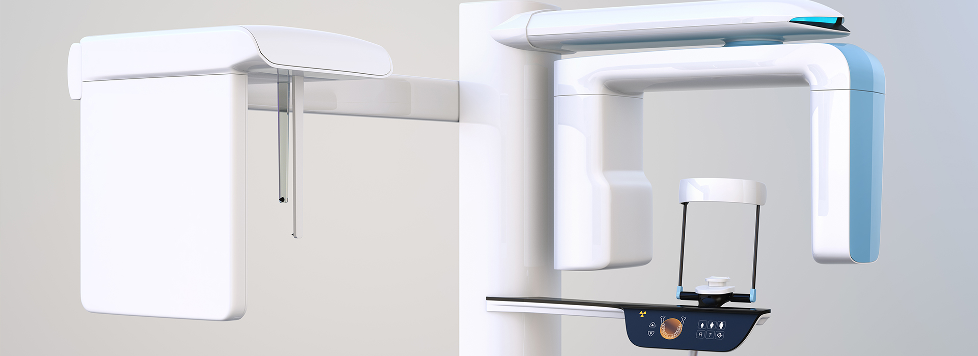 Medical imaging equipment with an attached monitor.